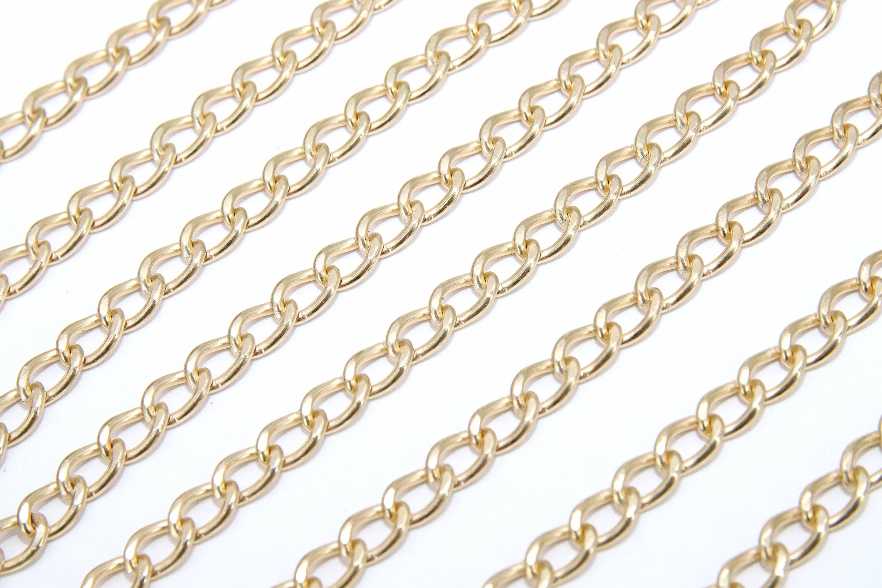 14 K Gold Filled Cuban Curb, 8.5 mm USA Genuine Gold Filled Chain CH #747, Large Unfinished Curb Gold Chain