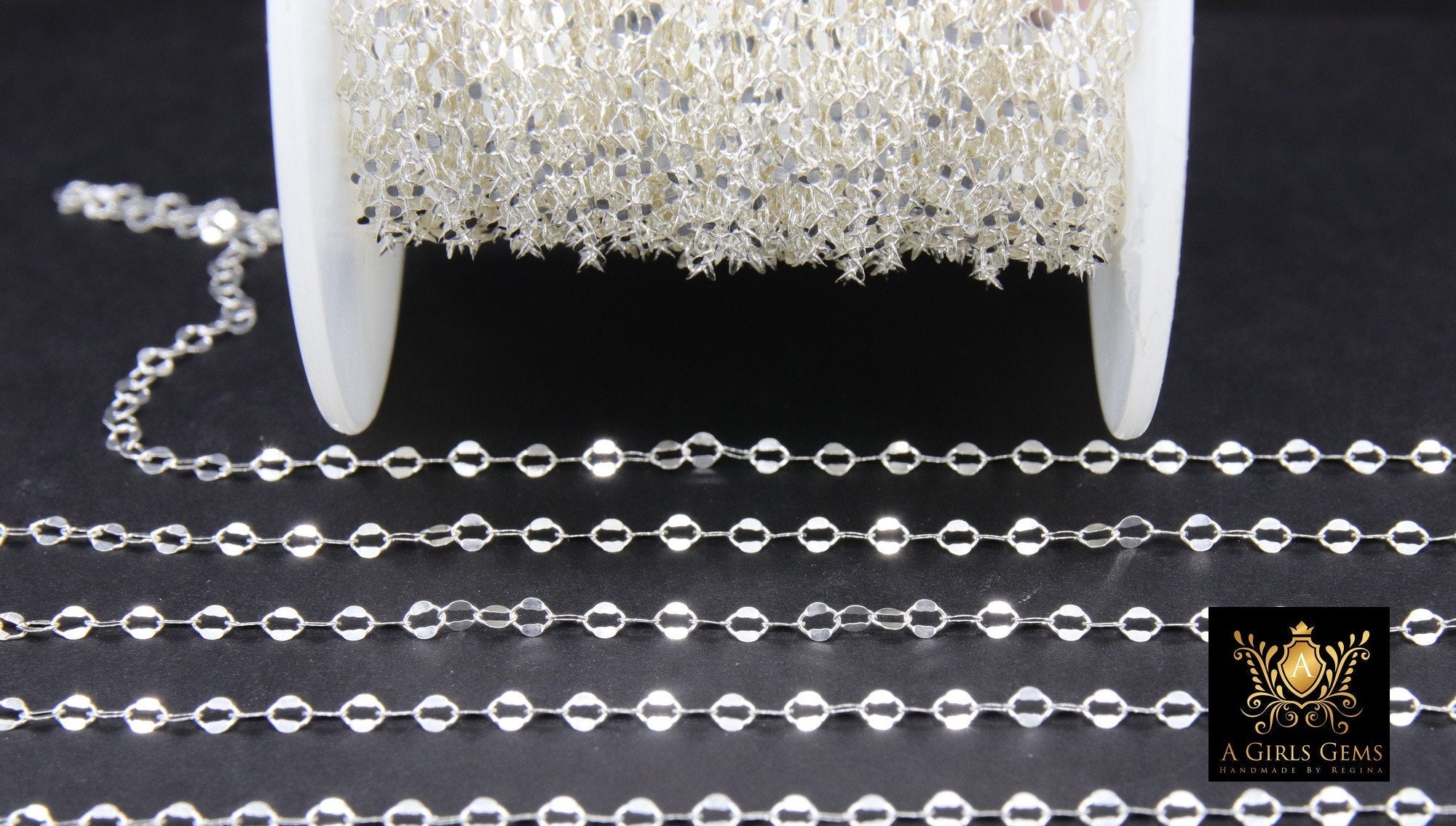 925 Sterling Silver Bar Jewelry Chains, 3 mm Sequin Bar CH #849, 14 K Gold Filled Unfinished CH #740
