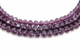 Glass Purple Crystal Beads, Crystal Rondelle Beads BS #178, sizes 8 x 6 mm