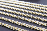 Gold Cuban Curb Chain, White Enamel Stainless Steel Chain CH #649, 5 x 6 mm Flat Miami Oval Jewelry Chains