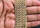 Gold Cuban Curb Chain, White Enamel Stainless Steel Chain CH #649, 5 x 6 mm Flat Miami Oval Jewelry Chains