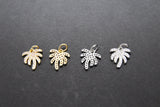 Silver Palm Tree Charms, CZ Micro Pave Tiny Coconut Tree Charms #321, Cubic Zirconia 10 x 12 mm Gold and Silver