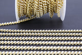Gold Cuban Curb Chain, White Enamel Stainless Steel Chain CH #649, 5 x 6 mm Flat Miami Oval Jewelry Chains