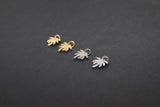 Silver Palm Tree Charms, CZ Micro Pave Tiny Coconut Tree Charms #321, Cubic Zirconia 10 x 12 mm Gold and Silver