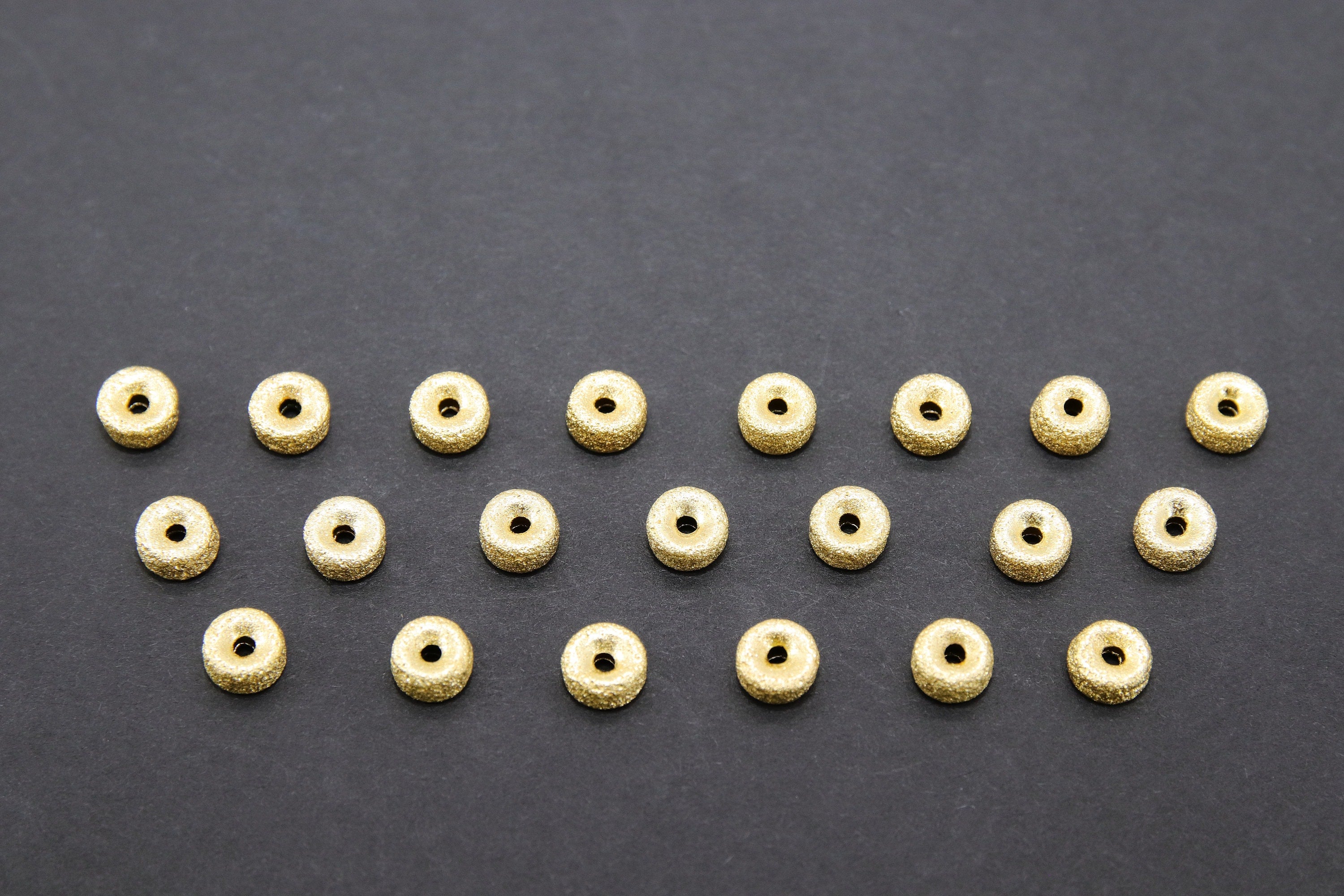 Brushed Gold Spacer Drum Beads, 20 Pc Donut Saucer Round 4 mm 6 mm Discs #840, Round Metal Rondelle Beads