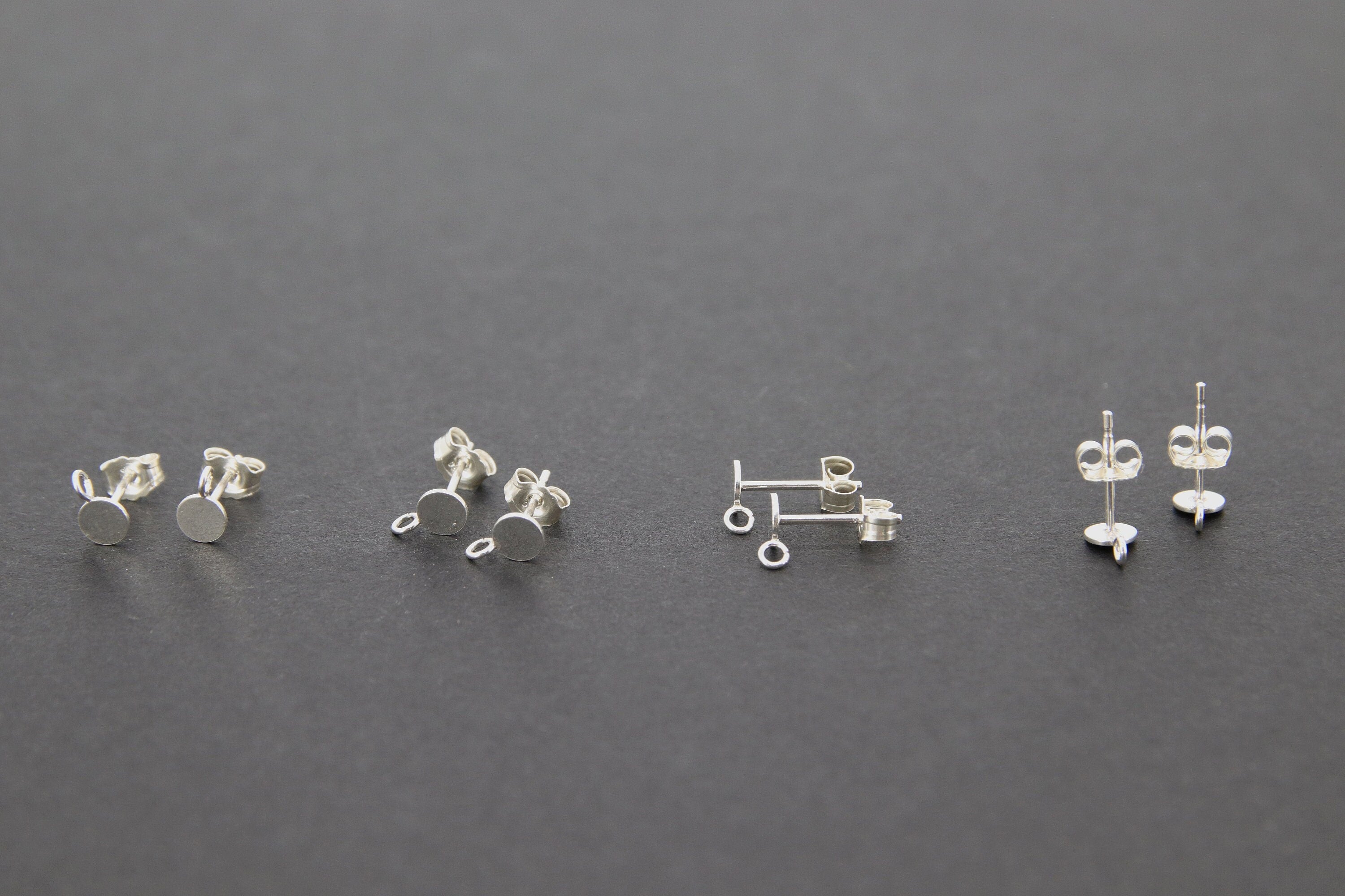 925 Sterling Silver Stud Earrings, 4 mm High Quality Silver Disc AG #848, Round Disc Stud Post Findings