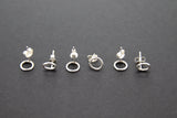 925 Sterling Silver Open Circle Stud Earrings, AG #853, 7mm Ear Posts With Backs