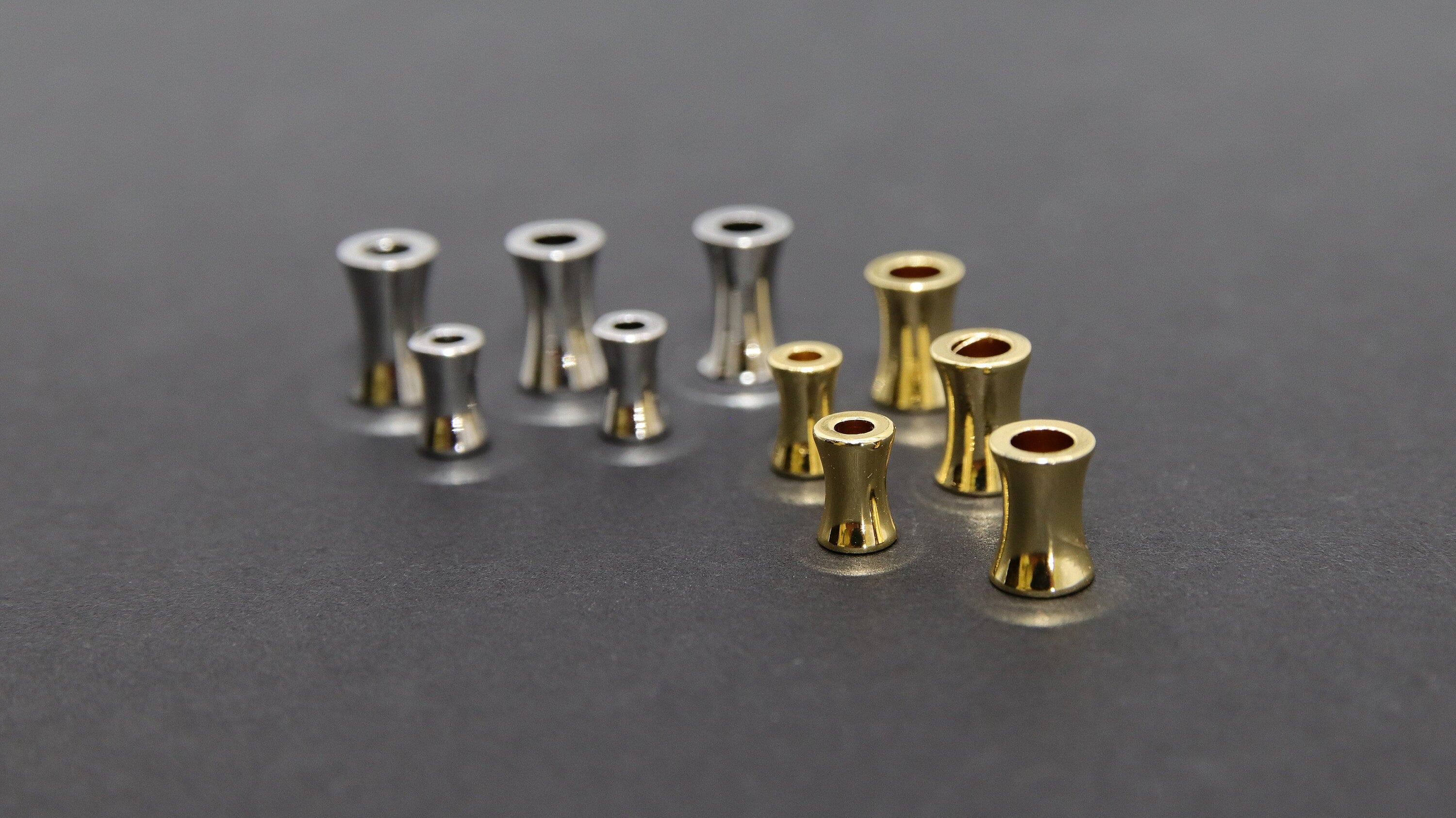 Gold Hourglass Bead, 6 mm Silver Long Tube Beads AG #3341, 8 mm Fluted Spacer Beads