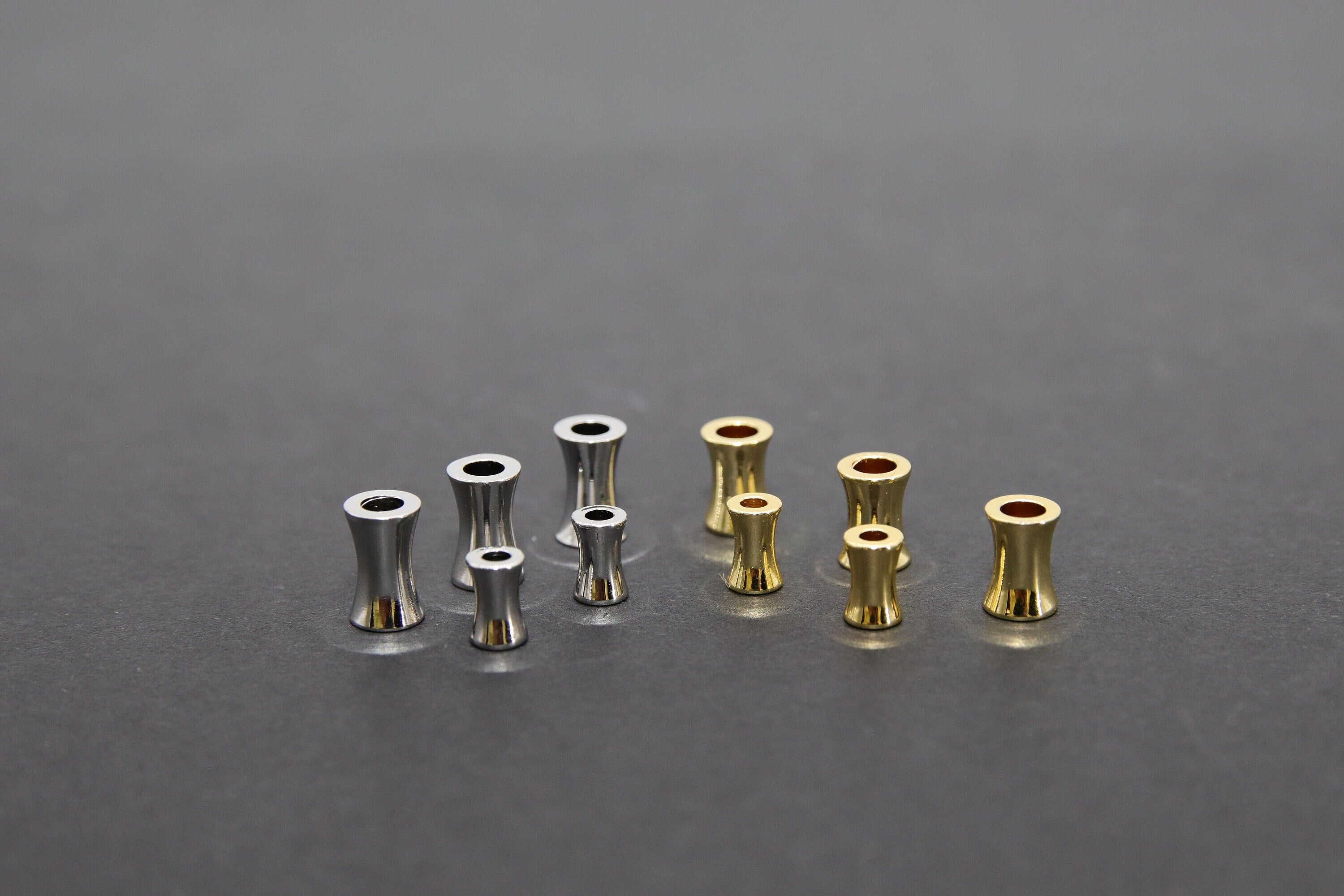 Gold Hourglass Bead, 6 mm Silver Long Tube Beads AG #3341, 8 mm Fluted Spacer Beads