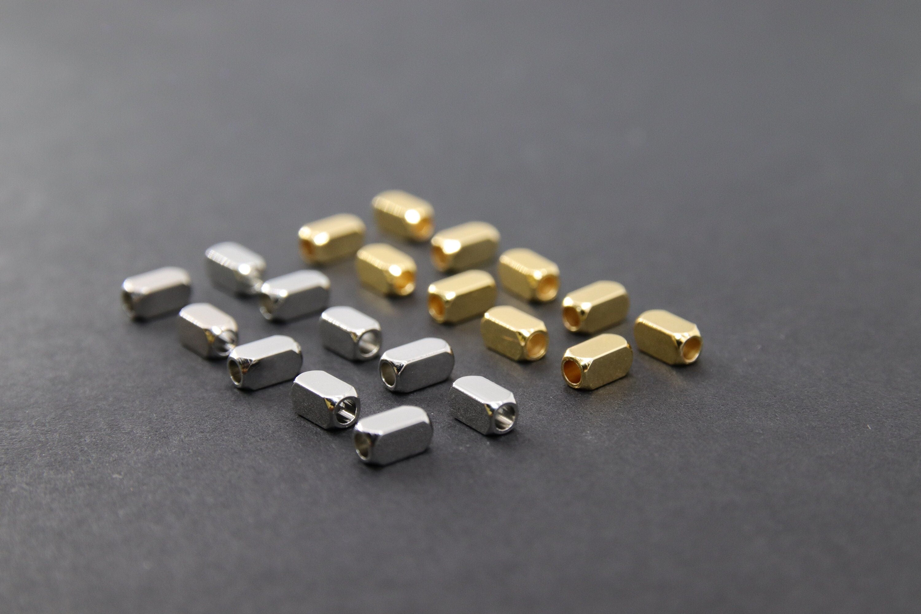 Gold Silver Metal long tube beads