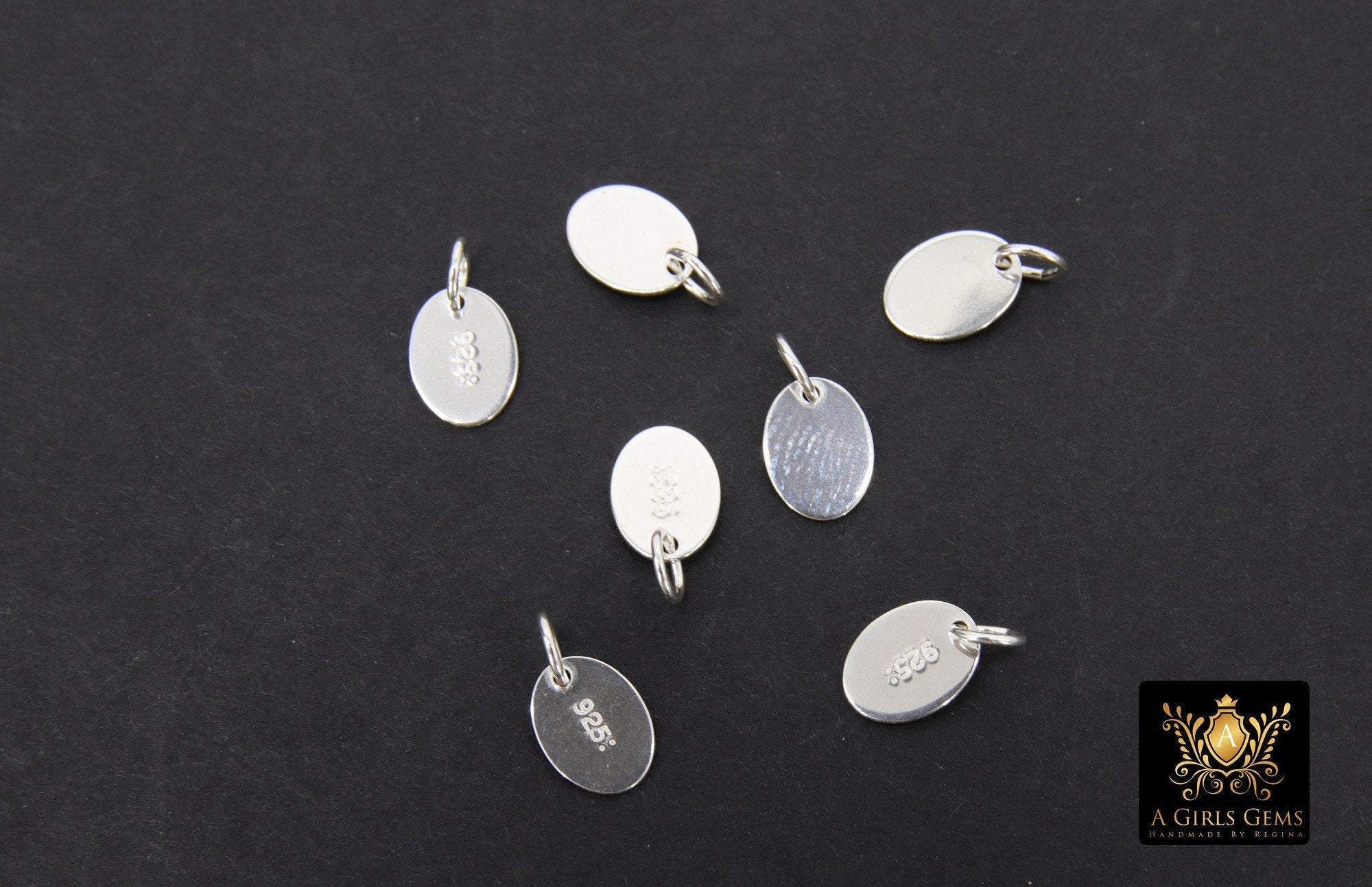 925 Sterling Silver Oval Hoop Charms, Silver Hooplet Dangle Charms #863, 6 x 7 mm Jewelry Quality Tag Findings