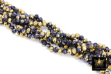 Purple and Gold Beads, Plated Titanium Black and Gold Beads BS #21, 6 x 8 or 5 x 6 mm 15.3 inch Strands