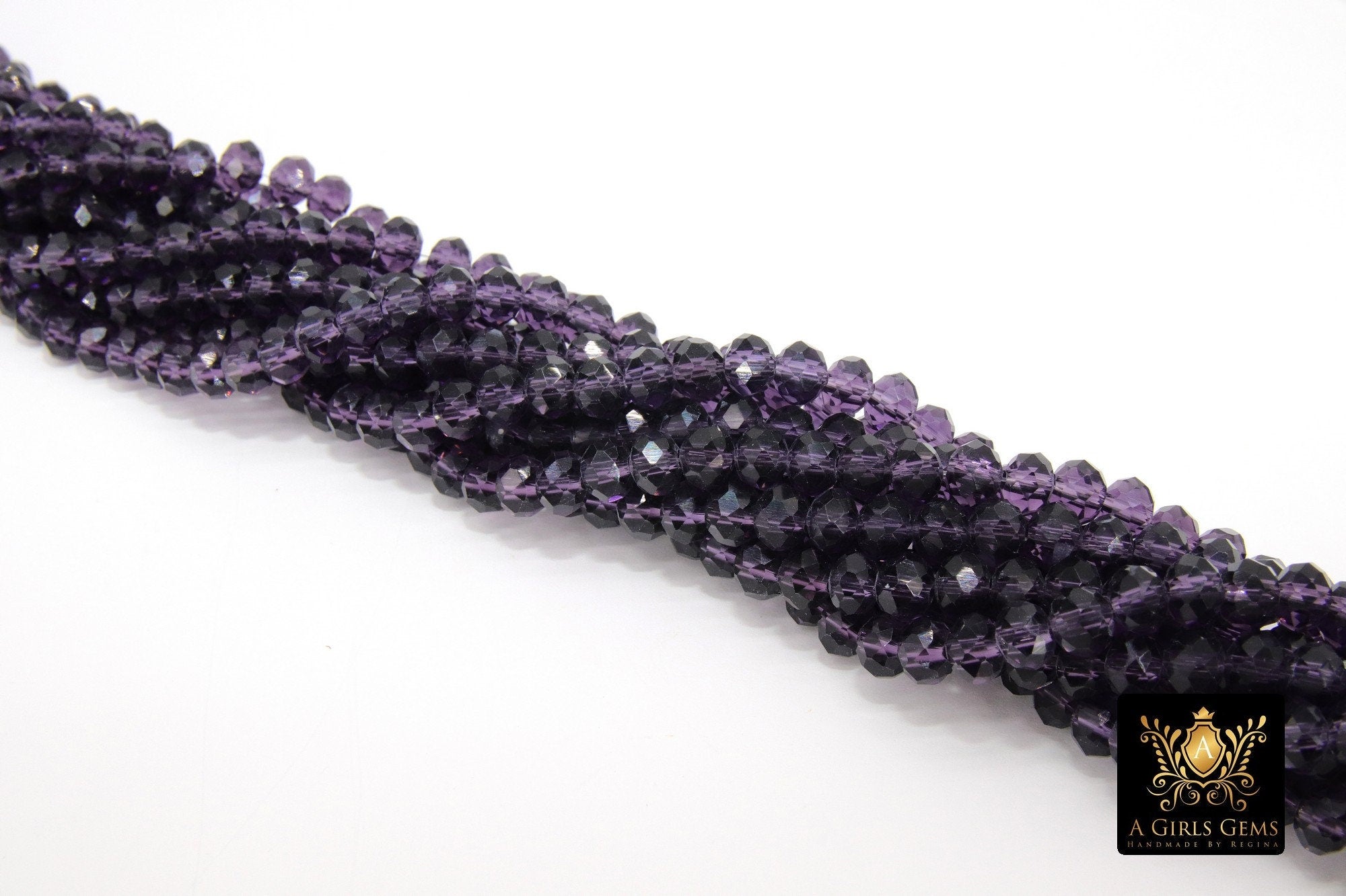 6 mm Purple Crystal Bead Strand LSU