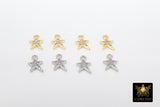 CZ Pave Gold Star Charms, 10 mm Silver Mini Star Dangles AG #3242, Cubic Zirconia Small Mini Starbursts