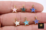 Gold Shell Star Charms, 13 mm Pink Starburst #3346, Blue Aqua White or Black Star Charms