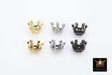 CZ Micro Pave Gold Crown Beads, Silver Crown Shaped Beads #3360, Clear or Black CZ Queen Crown Spacers