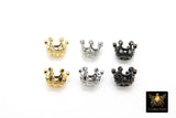 CZ Micro Pave Gold Crown Beads, Silver Crown Shaped Beads #3360, Clear or Black CZ Queen Crown Spacers