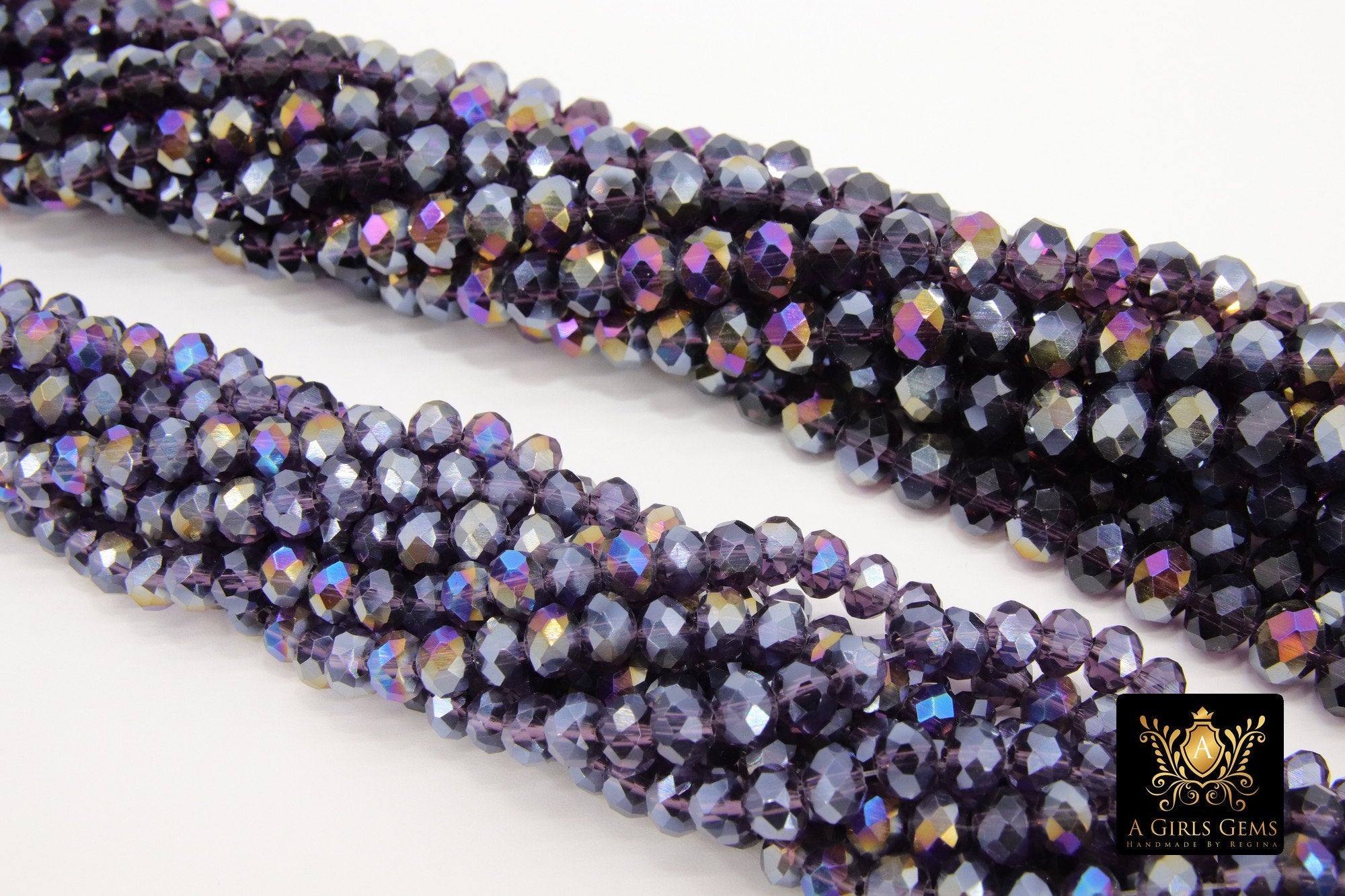 Purple Gold Crystal Rondelle Bead Strand LSU