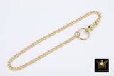 14K Gold Filled Curb Chain Bracelet, US 14 K Gold Filled Swivel Fob 3.5 mm Bracelet #3423, Statement Bracelet