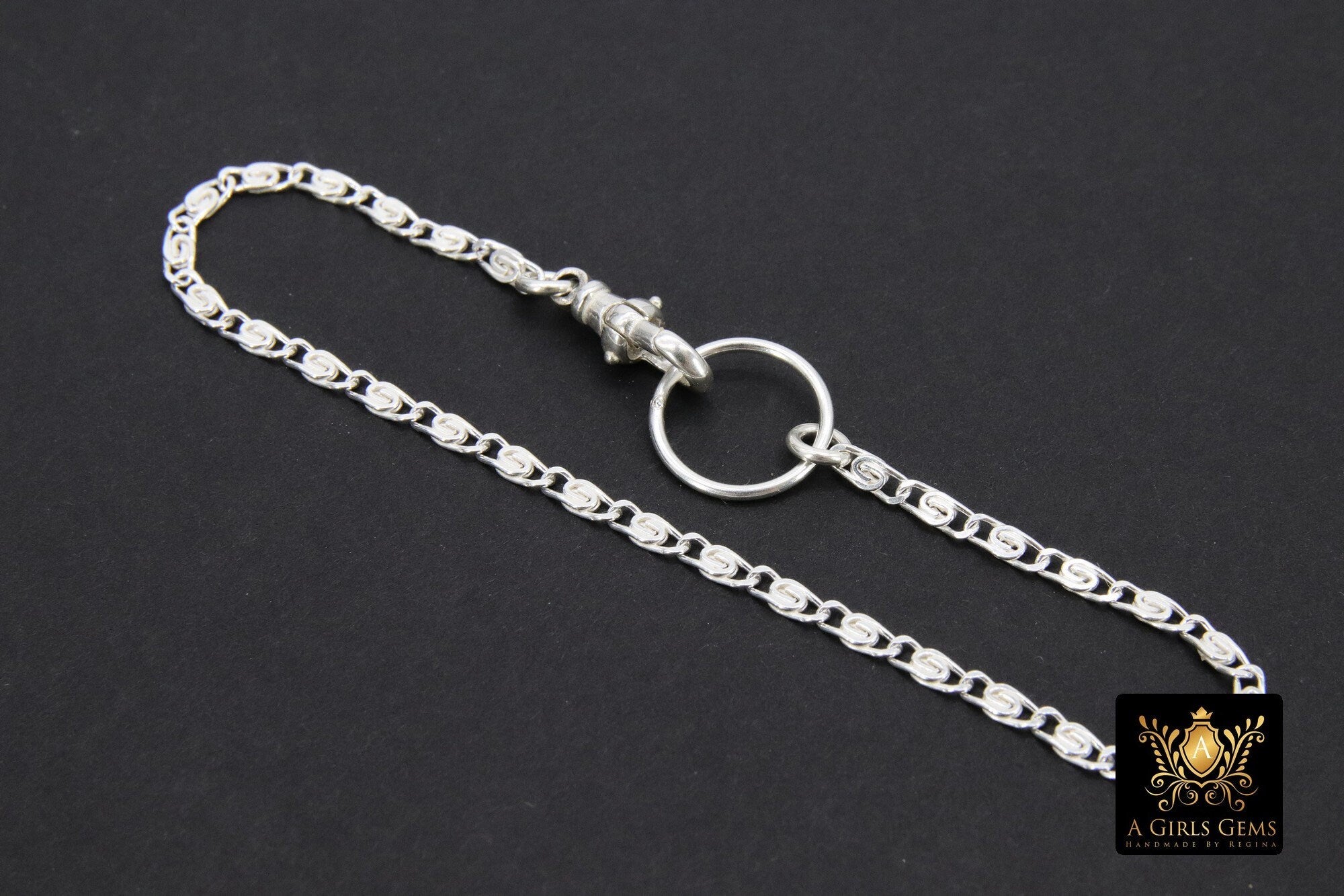 925 Sterling Silver Scroll Bar Bracelet, Rectangle Swivel Fob Designer Bracelet #3424, Dainty Infinity Bracelet