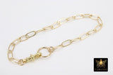 14K Gold Filled Paperclip Charm Bracelet, 14 K Gold Filled Swivel Fob Bracelet #2687, Fob Clip 8 mm Statement Bracelet