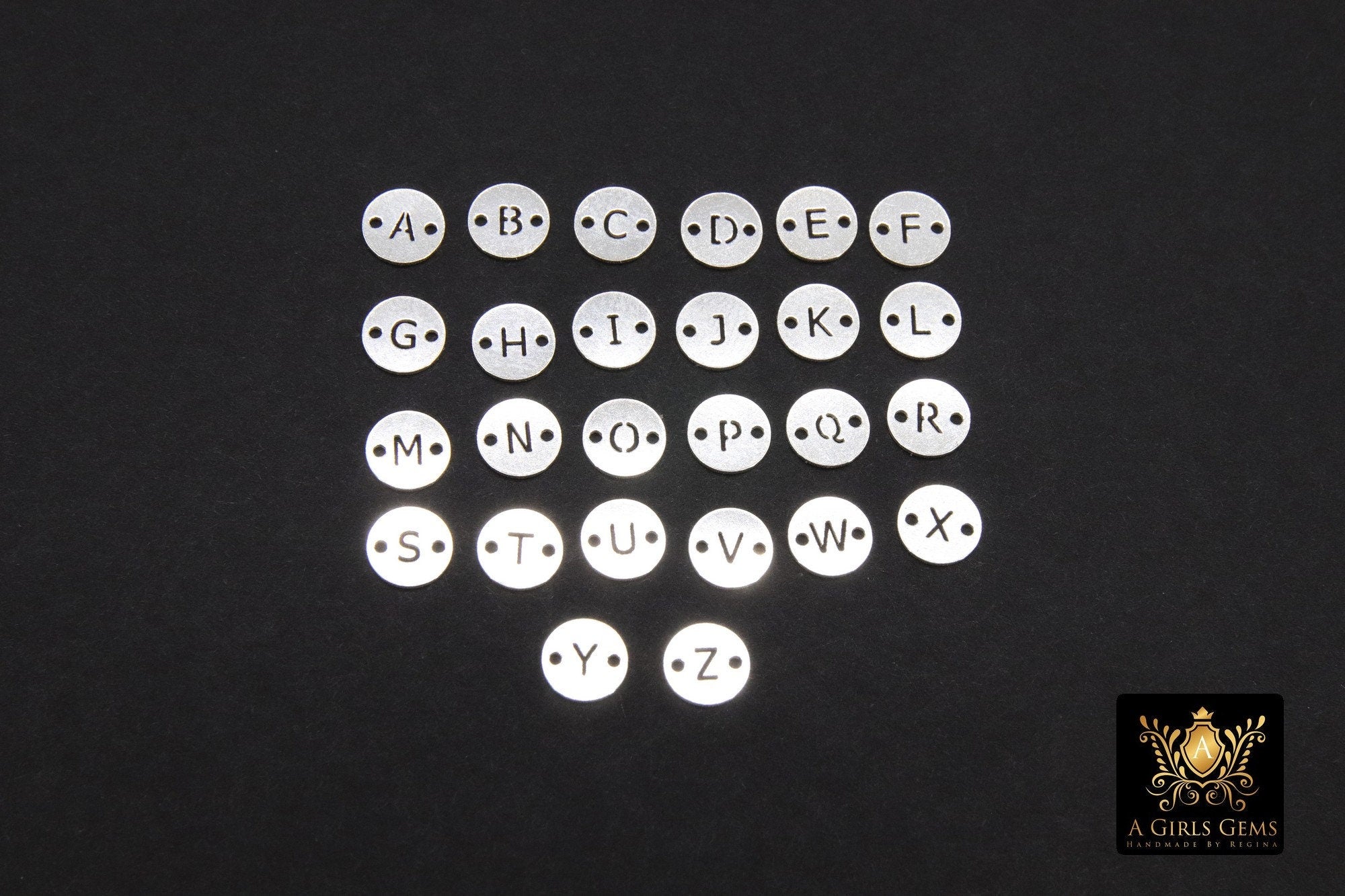 925 Sterling Silver Letter Connectors, 6 mm Silver Alphabet Letters #3424, Block Name Letters