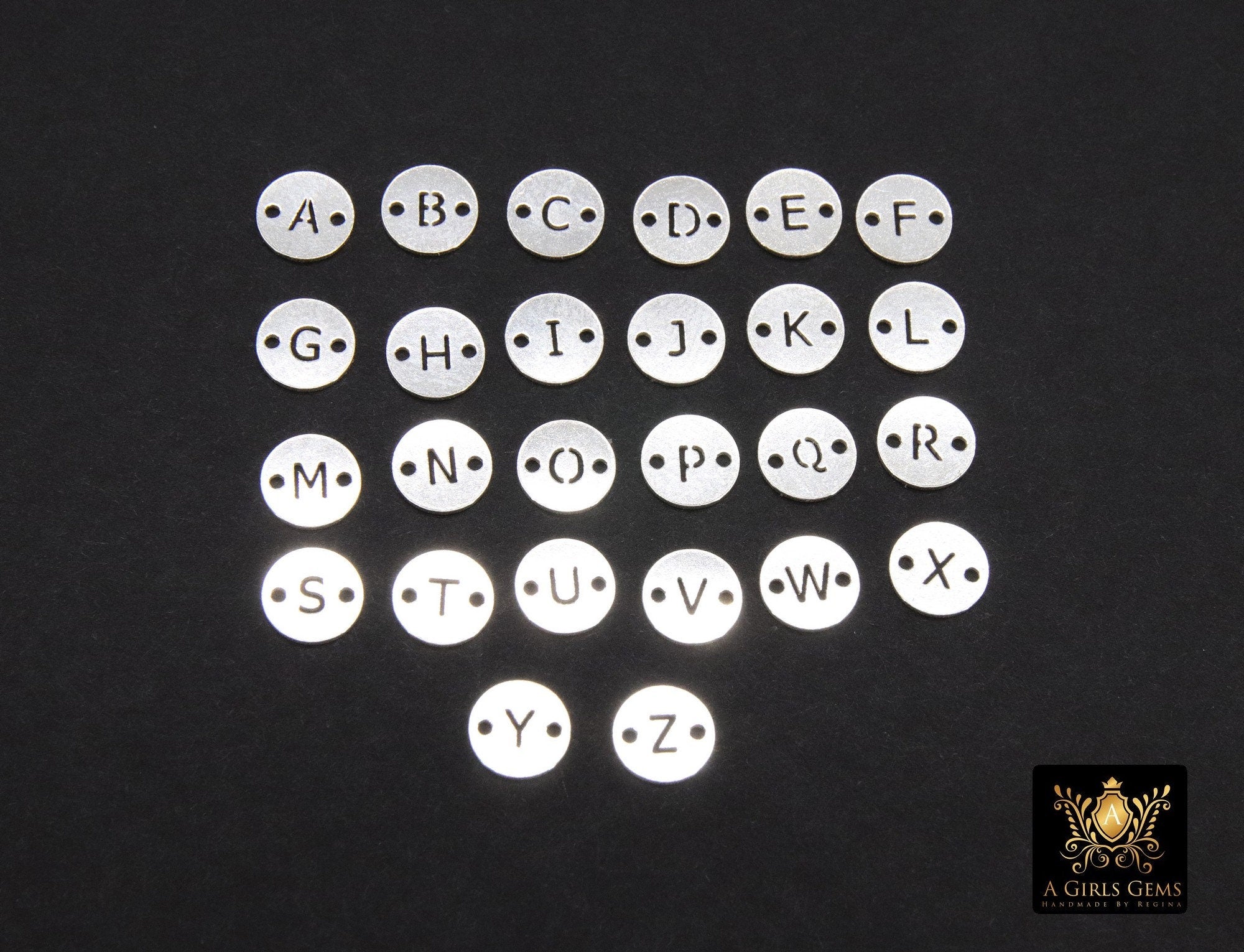 925 Sterling Silver Letter Connectors, 6 mm Silver Alphabet Letters #3424, Block Name Letters