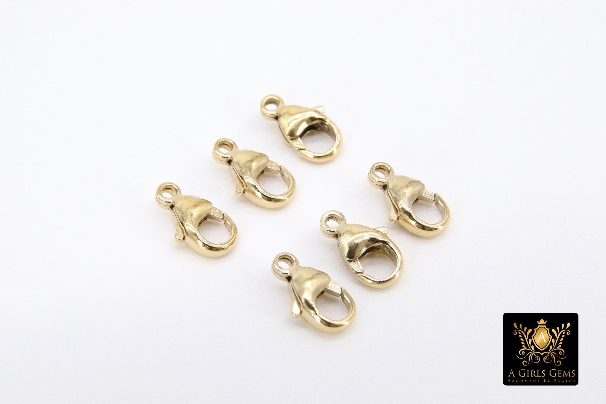 14 K Gold Filled Lobster Clasps, Lobster Claw Jewelry Findings #29, Size 6 x 11.5 mm Parrot Clasp