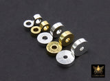 Gold Drum Beads, 4 mm 6 mm or 8 mm Washer Bead #15, Short Round Bright Silver Rondelle Cylinder