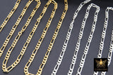 14 K Gold Filled Figaro Chains, 925 Sterling Silver 3.8 mm Large Unfinished Chain Link CH #774, Paperclip Long and Short Rolo CH #870