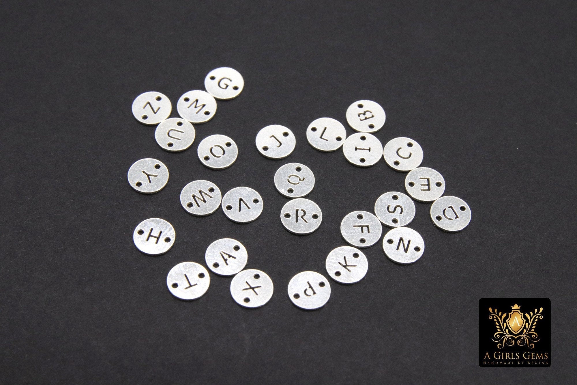 925 Sterling Silver Letter Connectors, 6 mm Silver Alphabet Letters #3424, Block Name Letters