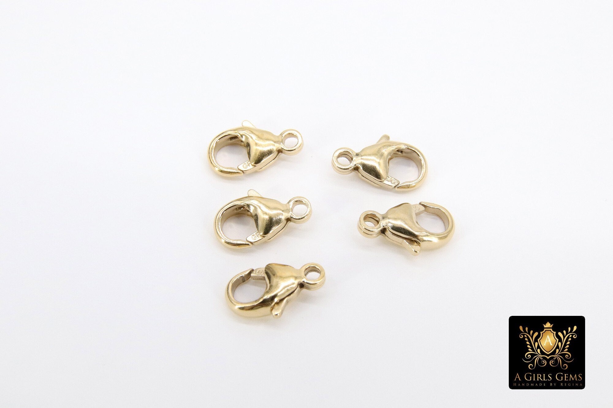 14 K Gold Filled Lobster Clasps, Lobster Claw Jewelry Findings #29, Size 6 x 11.5 mm Parrot Clasp