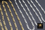 14 K Gold Filled Figaro Chains, 925 Sterling Silver 3.8 mm Large Unfinished Chain Link CH #774, Paperclip Long and Short Rolo CH #870