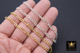 14 K Gold Filled Figaro Chains, 925 Sterling Silver 3.8 mm Large Unfinished Chain Link CH #774, Paperclip Long and Short Rolo CH #870