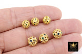 CZ Pave Gold Round Filigree Beads, 2 Pc Patterned Silver Metal Beads AG #3336,0 Round High Quality 8 mm Focal Beads, Jewelry Findings