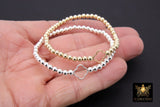14K Gold Filled Beaded Clover Bracelet, 925 Sterling Silver 3 or 4 mm Stretchy Women's Bangle, Quatrefoil Charm Stacking Bracelet