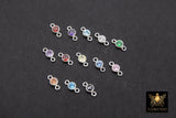 925 Sterling Silver 4 mm Birthstone Connectors, Top Quality CZ 4 mm Bezel Links #3569, Clear CZ 2 Loop Permanent Jewelry