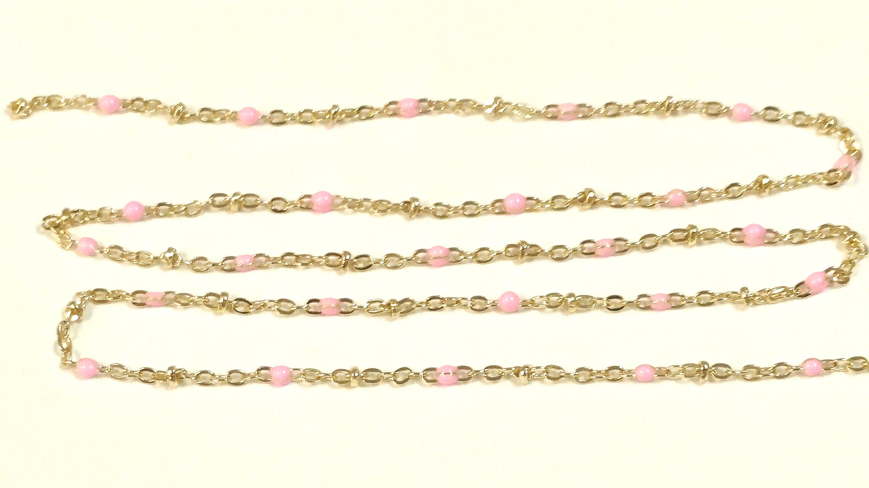 Enamel Beaded Satellite Chain, Gold Rondelle Beaded Minimalist Chain CH #601, Red Pink Blue Purple Yellow Jewelry