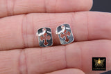 925 Sterling Silver Cross Charms, 11 mm Silver Rectangle Cut Out Cross Scapula #116, Maltese Cross Jewelry