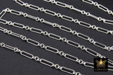 925 Sterling Silver Paperclip Chain, 11 mm Rectangle Drawn CH #807, Large Long Short Rolo Link Chain