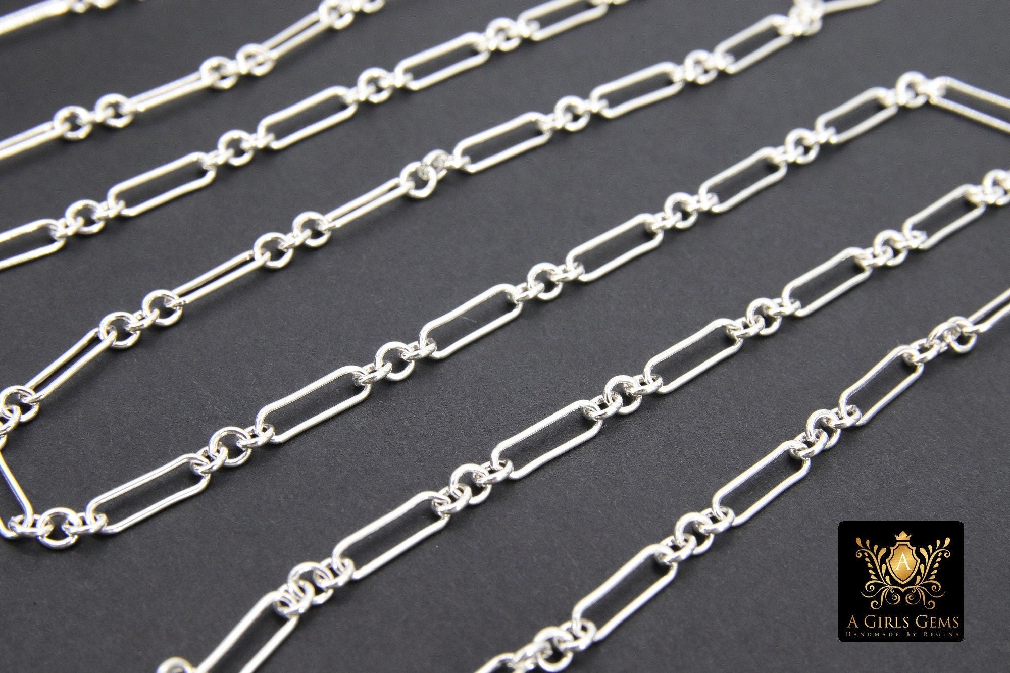 14 K Gold Filled Paperclip Chain, 11 mm Rectangle Rolo CH #800, 925 Sterling Silver Large Long Short Links CH# 807