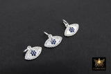 925 Sterling Silver Evil Eye Charms, Gold CZ Micro Pave Blue Evil Eyes Charms #3509, Tiny Minimalist Jewelry Charm