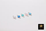 925 Sterling Silver Solitaire Connectors, 4 mm White Opal Links #2338, Pink CZ Style Silver Blue Opal