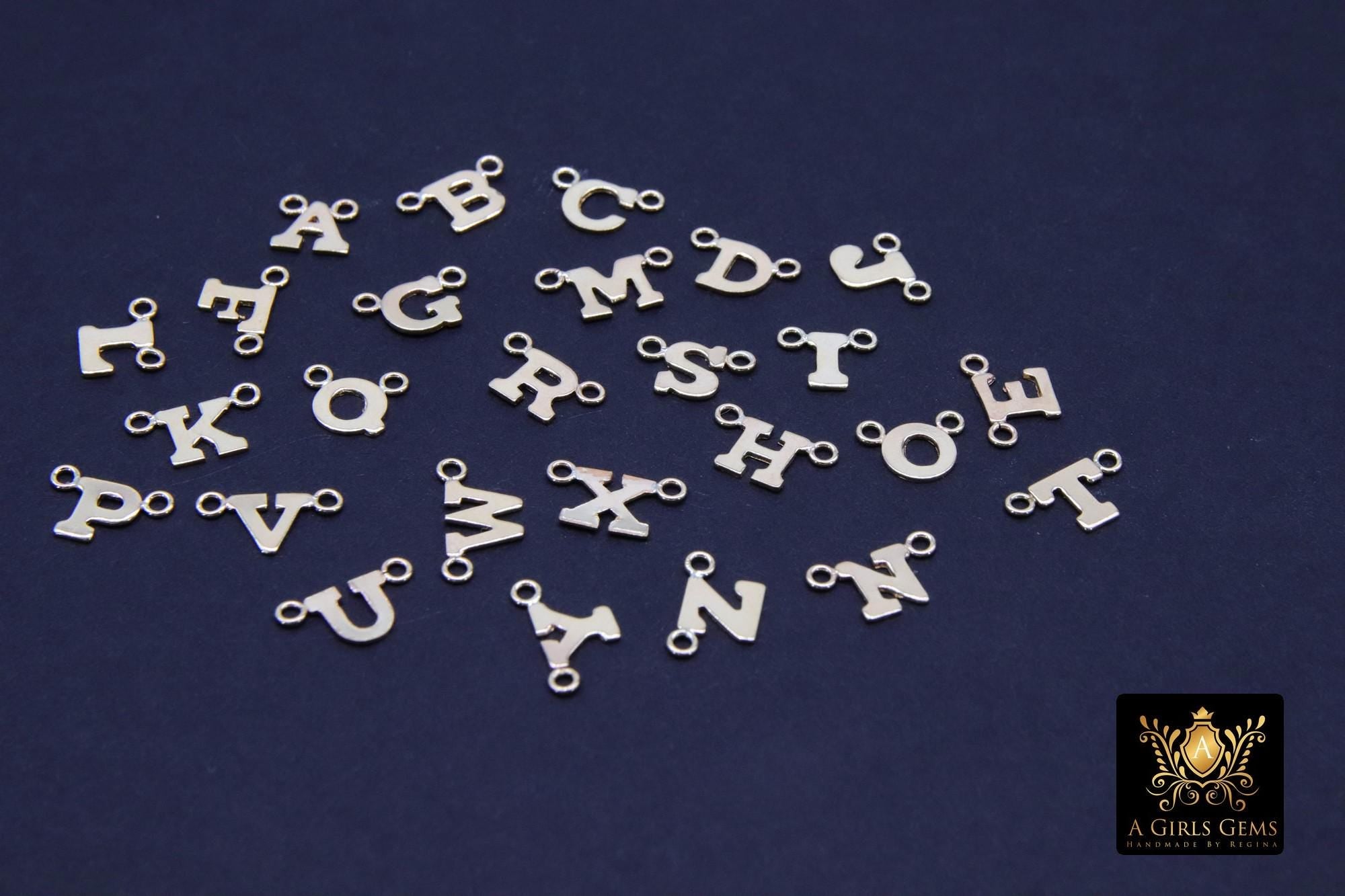 14 K Gold Filled Letter Charm, 6.5 mm Gold Alphabet Letters #3512, Minimalist Block Name Letter Links