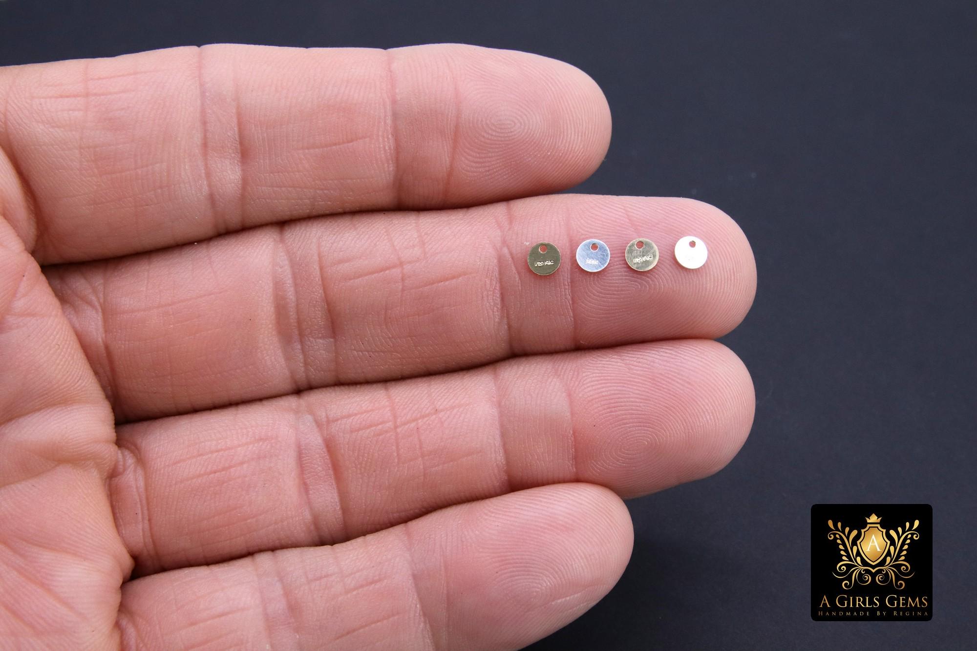 14 K Gold Filled Round Disc Charms, 925 Sterling Silver 4 mm Quality Tags #515, Stamped Jewelry Findings