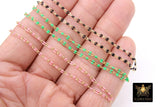 14 K Gold Filled Paperclip Enamel Chain, 5.6 mm Green Rectangle Chains CH# 784, Pink Or Black By The Foot