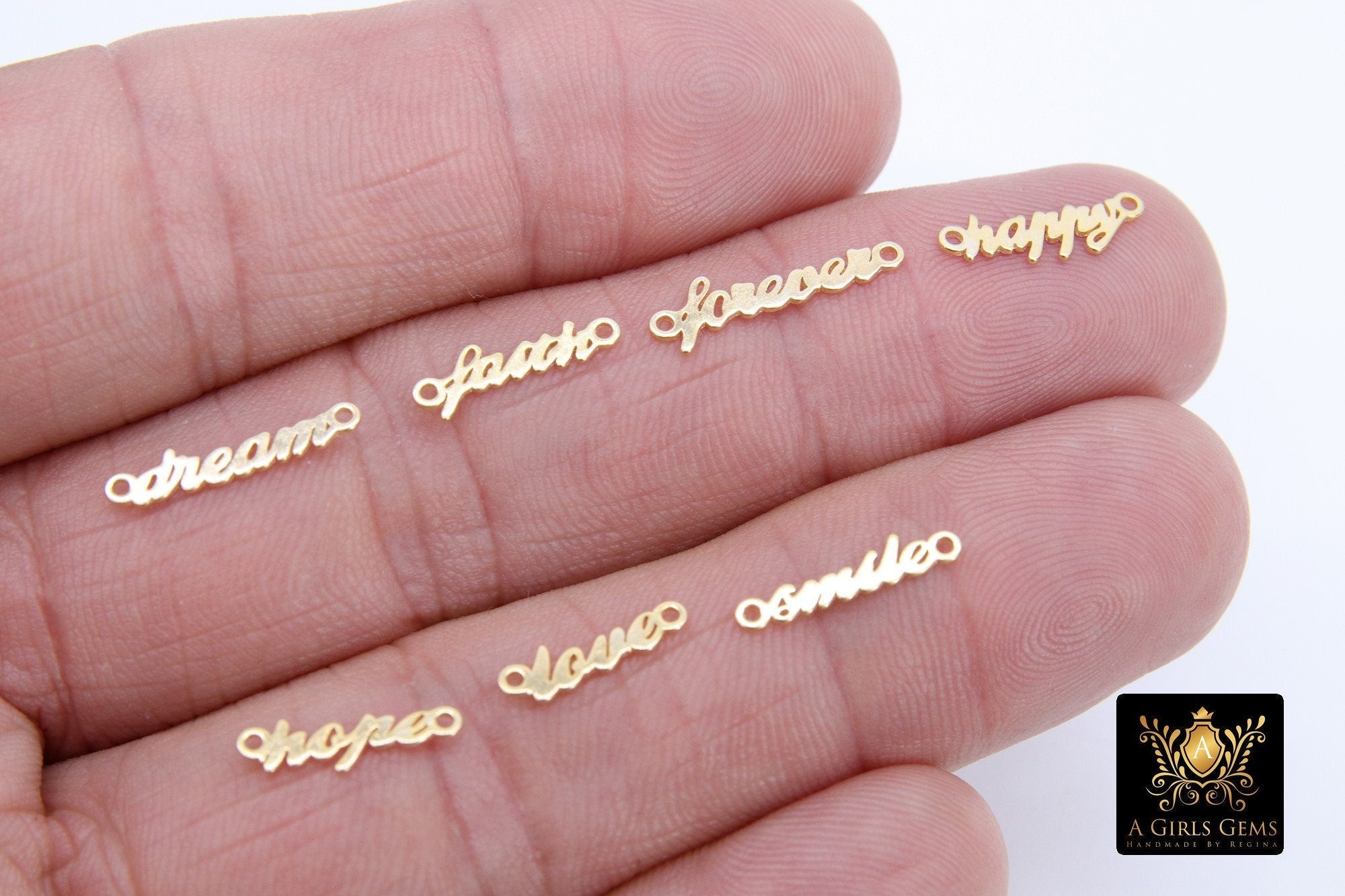14 K Gold Filled Love Connectors, Inspirational Script Dog Tag AG #3510, Hope