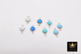 925 Sterling Silver Solitaire Connectors, 4 mm White Opal Links #2338, Pink CZ Style Silver Blue Opal