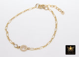 14 K Gold Filled Tiger Paw Bracelet, CZ Gold Animal Charm Bracelet, Dog Cat Paw Charms