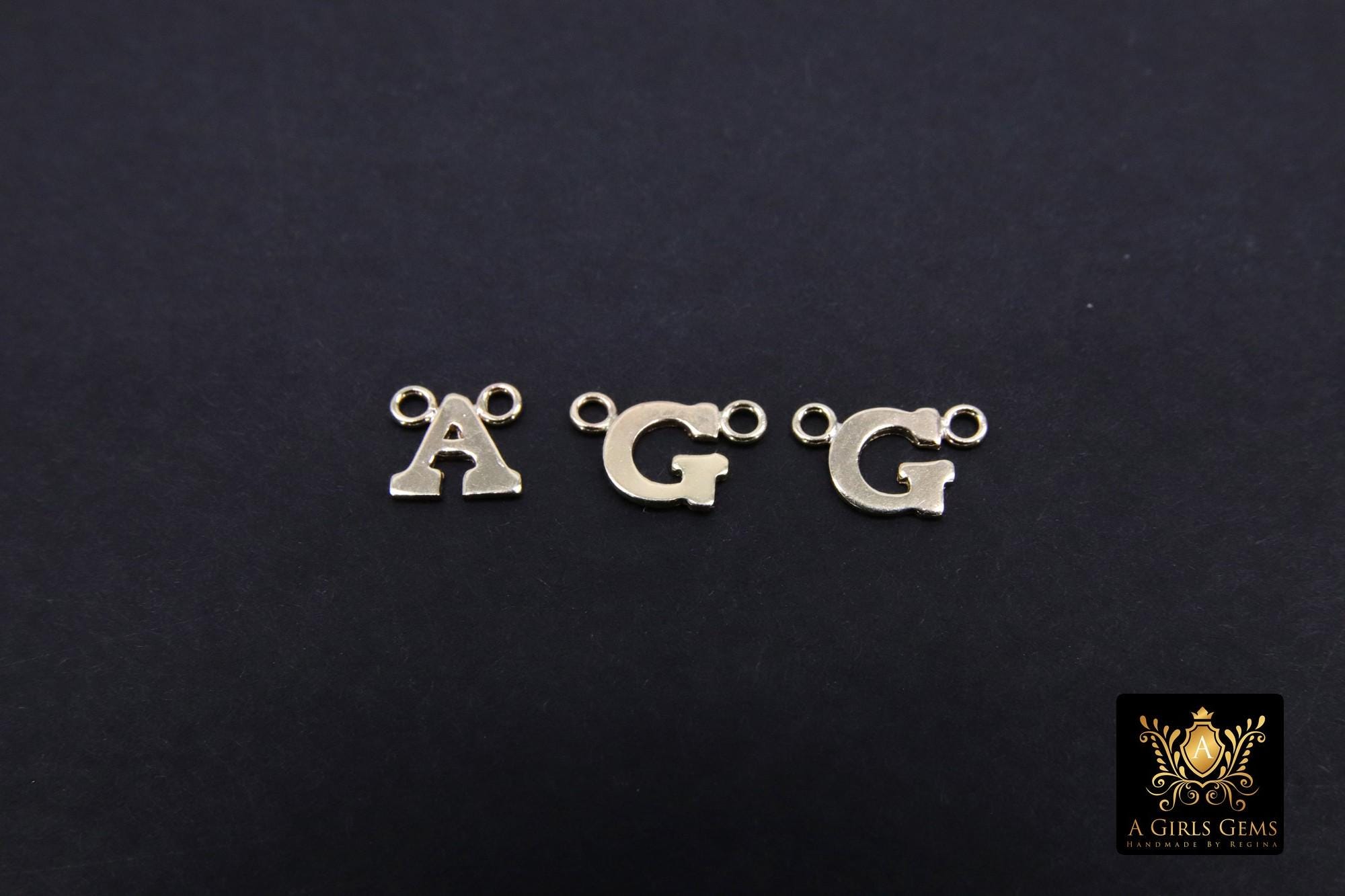 14 K Gold Filled Letter Charm, 6.5 mm Gold Alphabet Letters #3512, Minimalist Block Name Letter Links